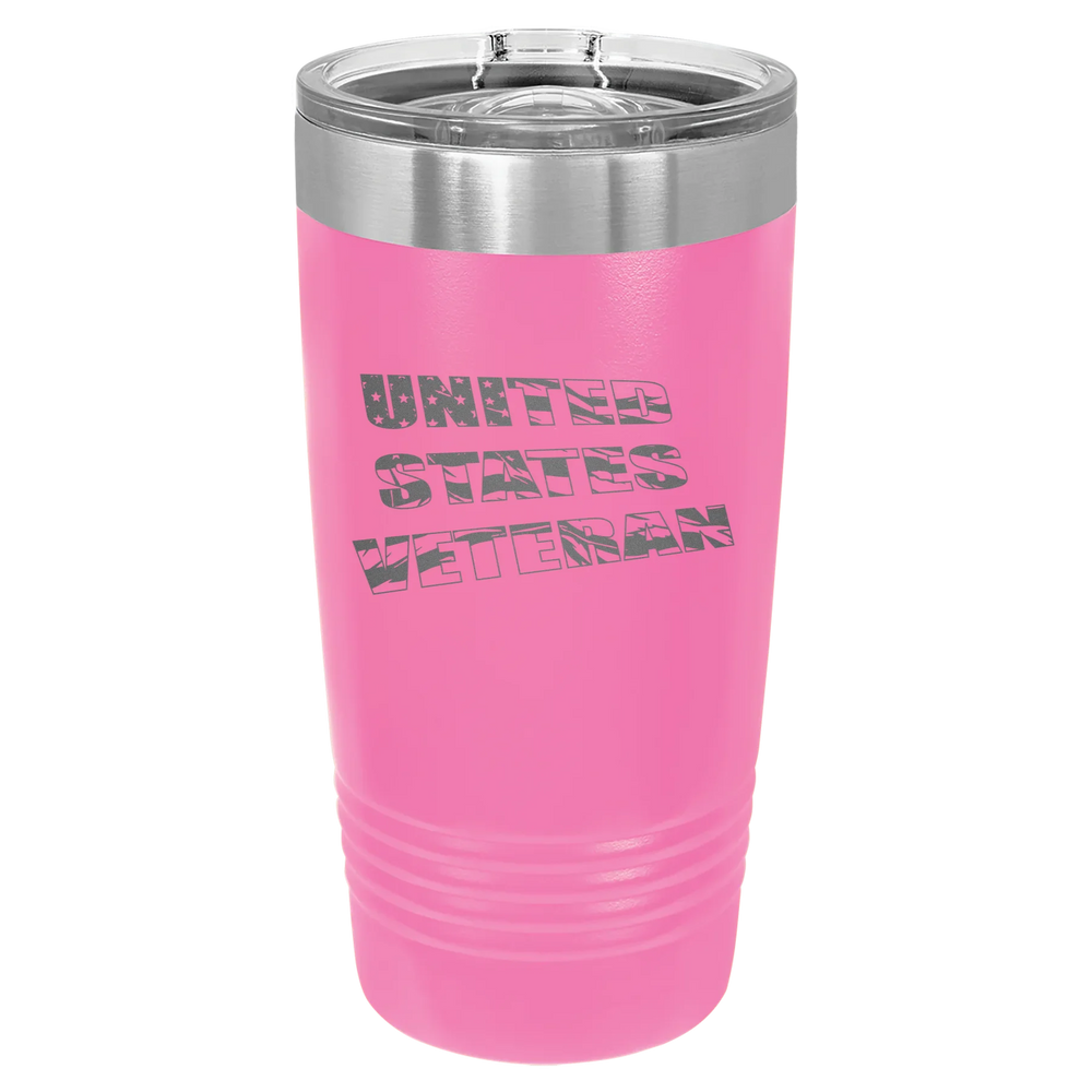Flag Veteran - Polar Camel Ringneck Tumbler with Slider Lid - Pink