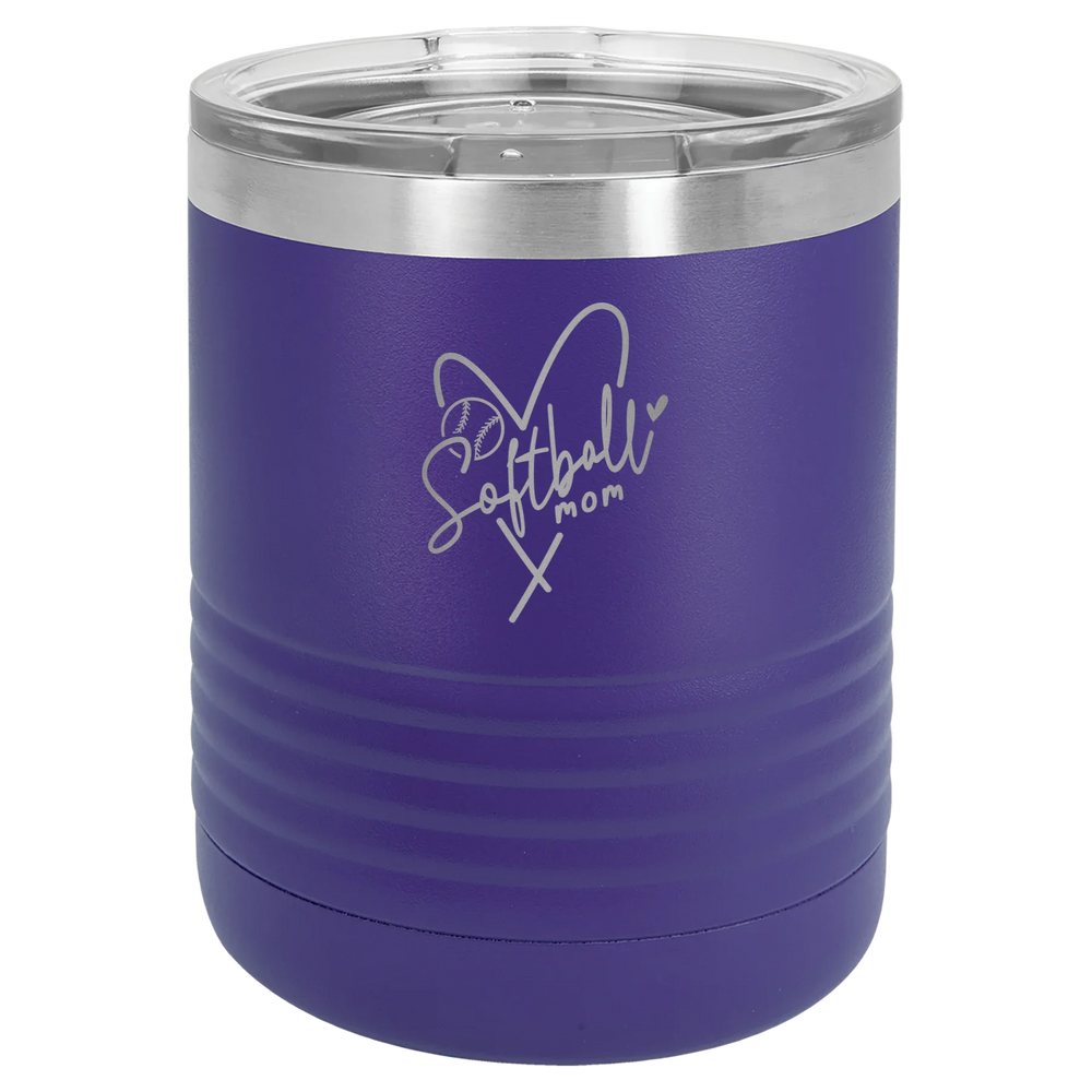 Softball Mom Heart - Polar Camel Tumbler with Standard Lid - Purple
