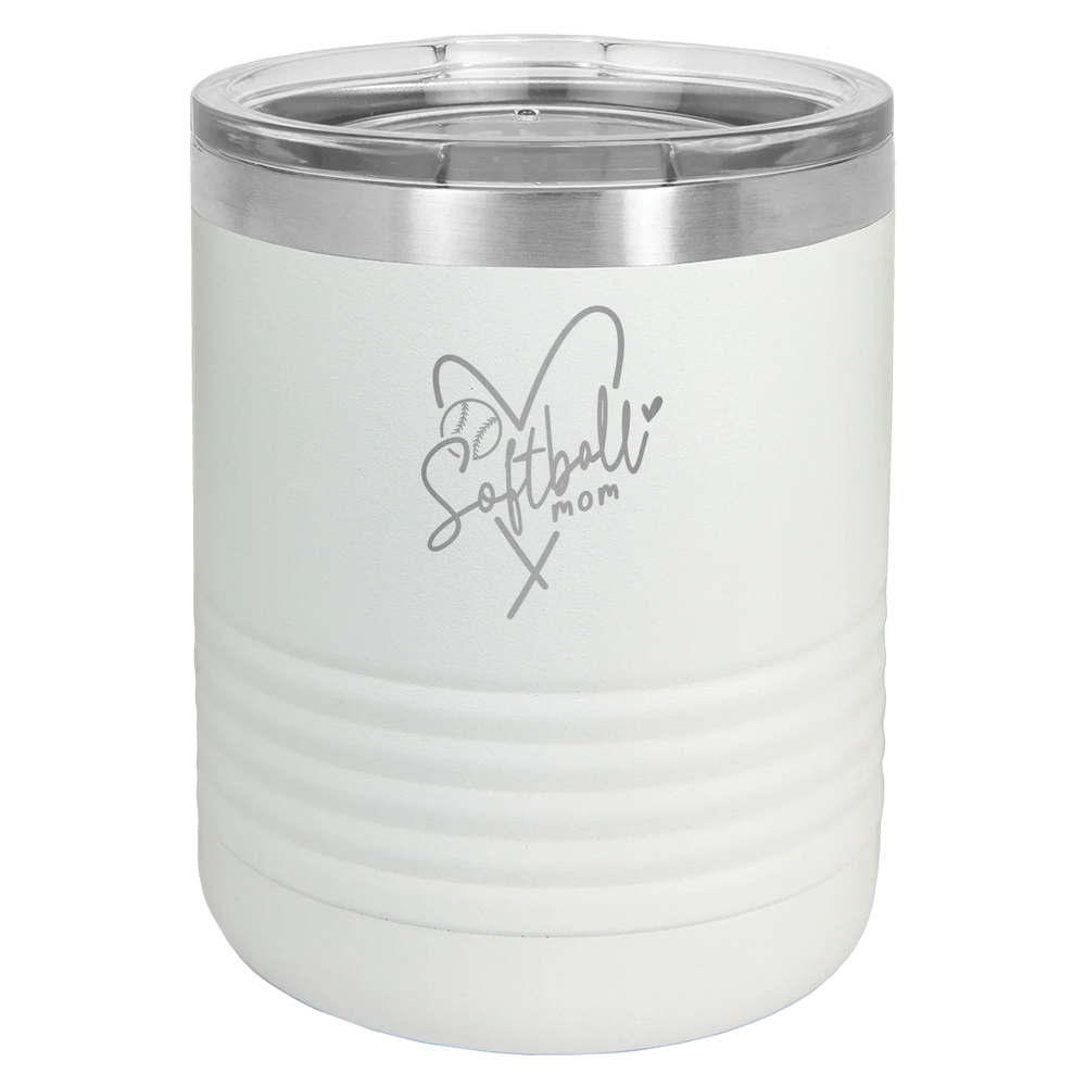 Softball Mom Heart - Polar Camel Tumbler with Standard Lid - White