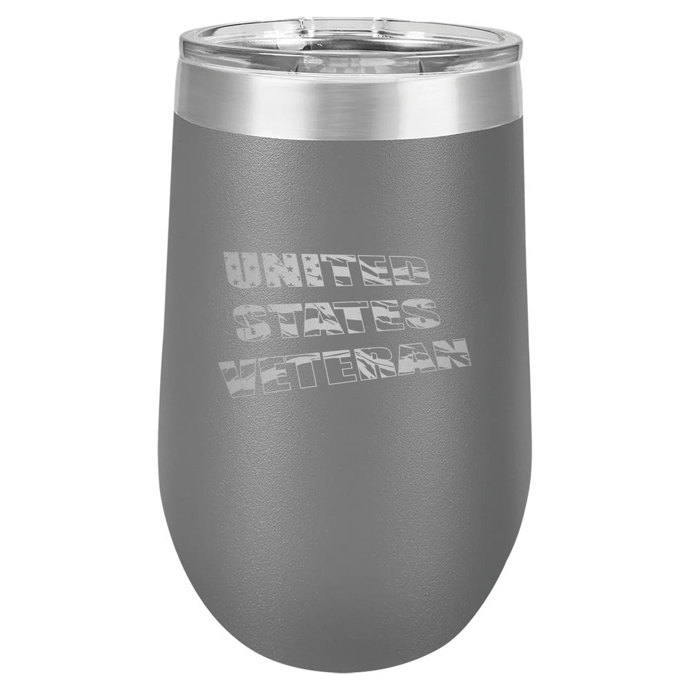 Flag Veteran - Polar Camel Stemless Tumbler with Lid - Dark Gray Vacuum Insulated