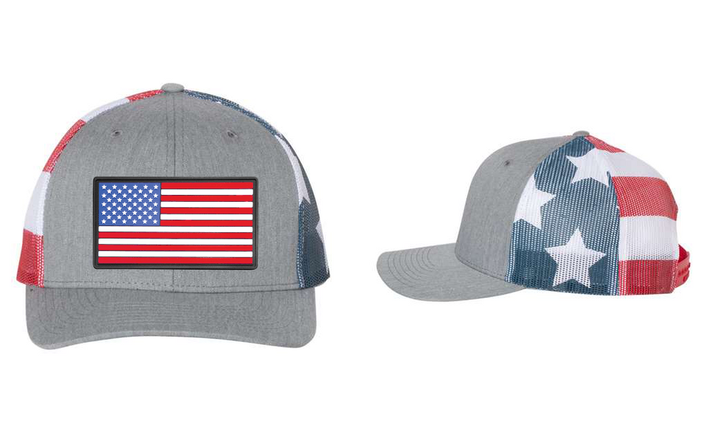 American Flag Patch Hat — listing image for Heather Grey / Stars and Stripes, American Flag options