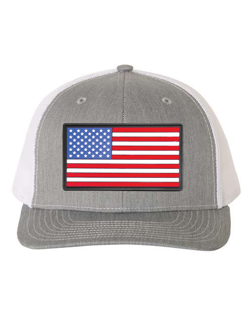 American Flag Patch Hat — listing image for Heather Grey / White, American Flag options