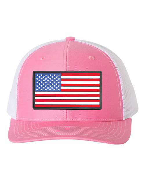 American Flag Patch Hat — listing image for Hot Pink / White, American Flag options