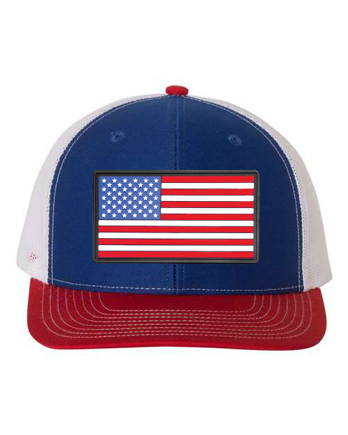 American Flag Patch Hat — listing image for Royal / White / Red, American Flag options