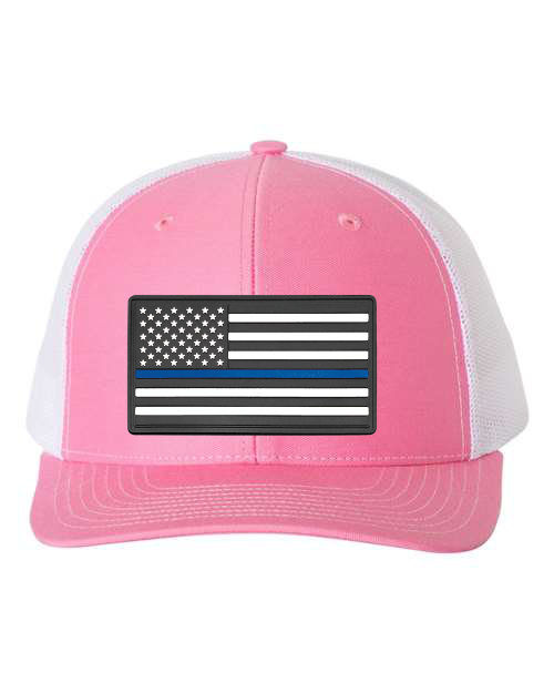 American Flag Patch Hat — listing image for Hot Pink / White, American Flag - Blue Stripe (Law Enforcement) options