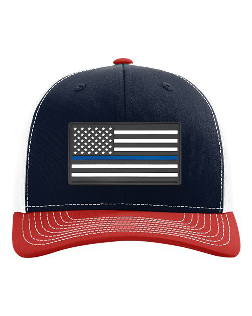 American Flag Patch Hat — listing image for Navy / White / Red, American Flag - Blue Stripe (Law Enforcement) options