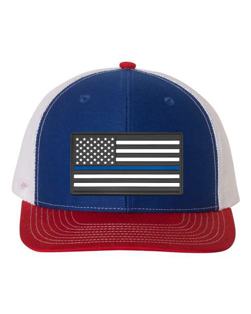 American Flag Patch Hat — listing image for Royal / White / Red, American Flag - Blue Stripe (Law Enforcement) options