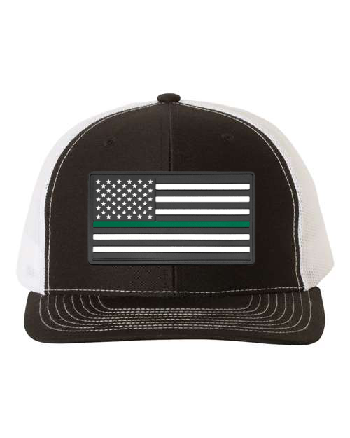 American Flag Patch Hat — listing image for Black / White, American Flag - Green Stripe (Military) options