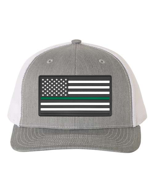 American Flag Patch Hat — listing image for Heather Grey / White, American Flag - Green Stripe (Military) options