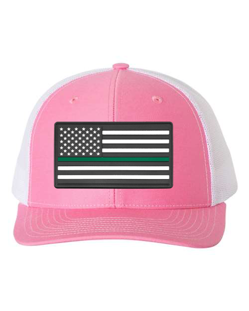 American Flag Patch Hat — listing image for Hot Pink / White, American Flag - Green Stripe (Military) options