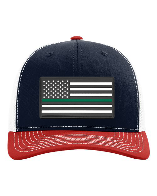 American Flag Patch Hat — listing image for Navy / White / Red, American Flag - Green Stripe (Military) options
