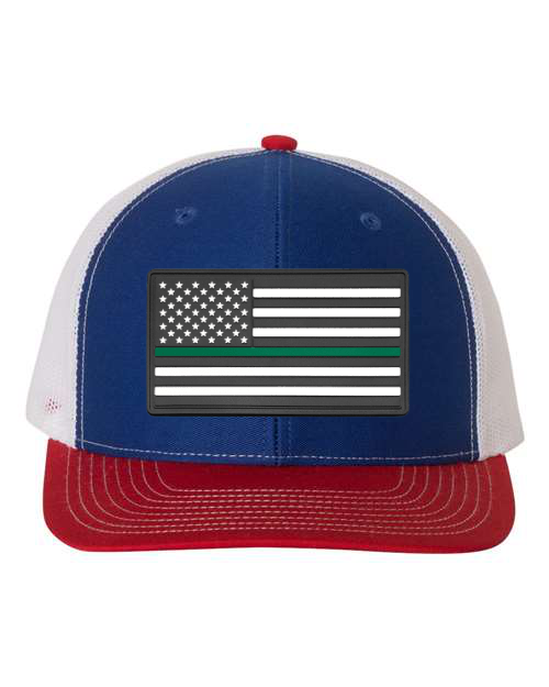 American Flag Patch Hat — listing image for Royal / White / Red, American Flag - Green Stripe (Military) options