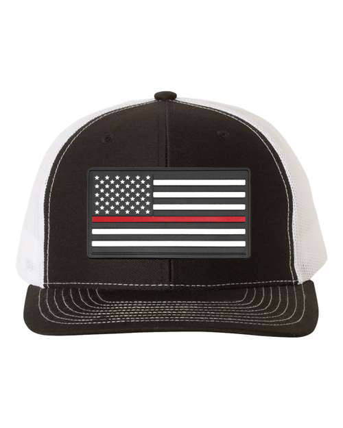 American Flag Patch Hat — listing image for Black / White, American Flag - Red Stripe (Firefighters) options