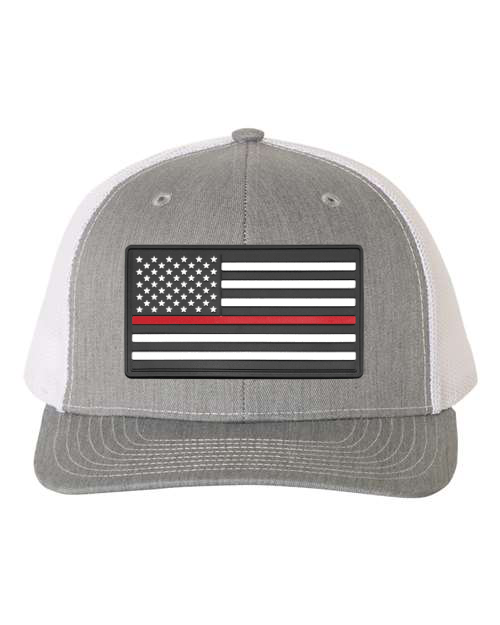 American Flag Patch Hat — listing image for Heather Grey / White, American Flag - Red Stripe (Firefighters) options