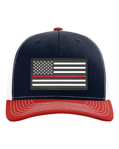 American Flag Patch Hat — listing image for Navy / White / Red, American Flag - Red Stripe (Firefighters) options