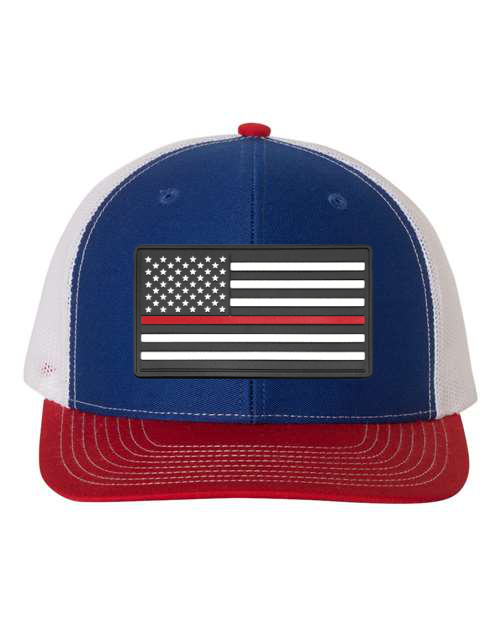 American Flag Patch Hat — listing image for Royal / White / Red, American Flag - Red Stripe (Firefighters) options
