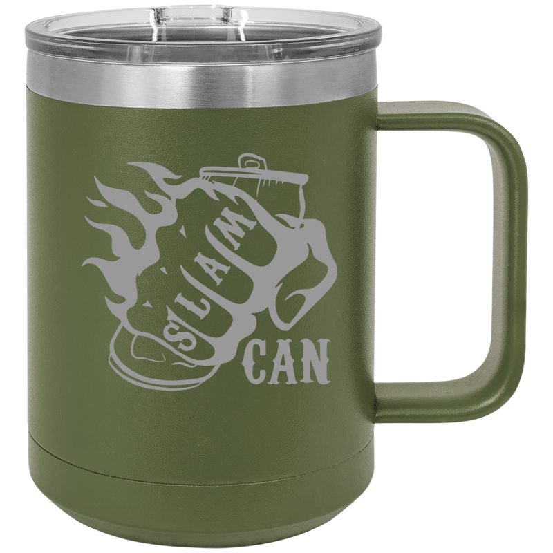 SlamCan Nation - Travel Mugs — listing image for 15oz, Olive Green options