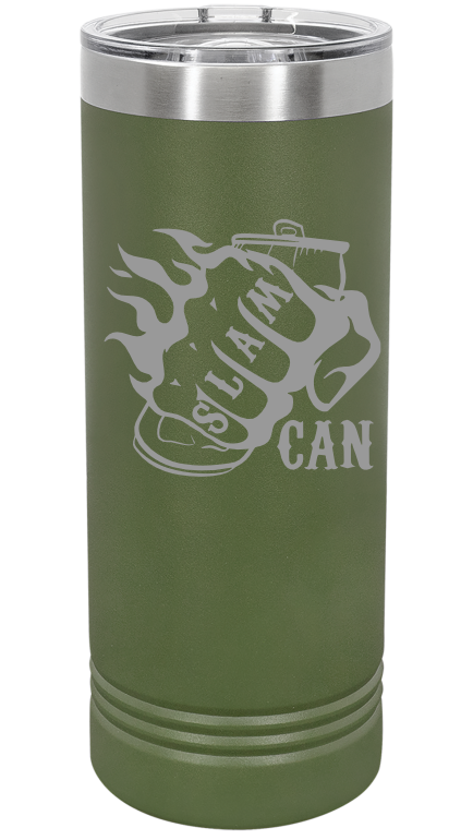 SlamCan Nation - 22oz Skinny Tumbler — listing image for 22oz, Olive Green options