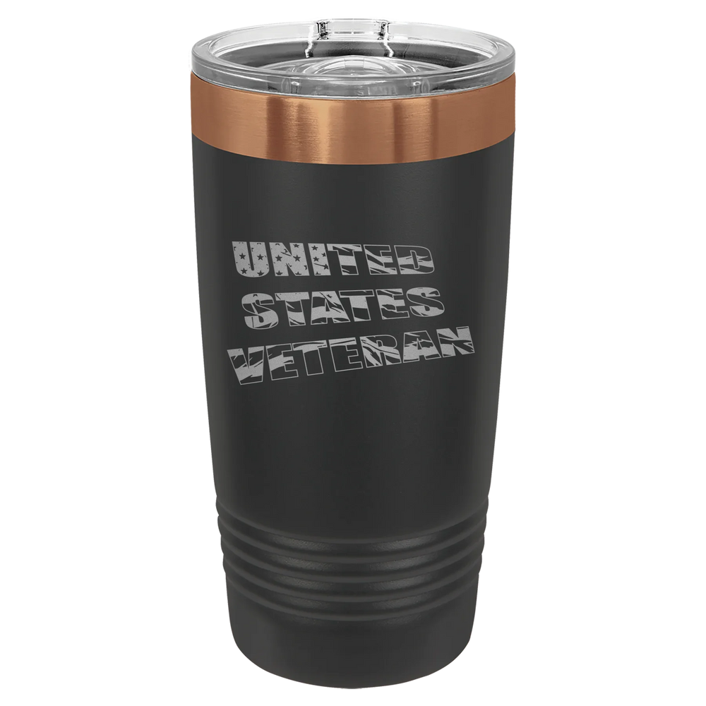 Flag Veteran - Polar Camel Ringneck Tumbler - Black/Rose Gold