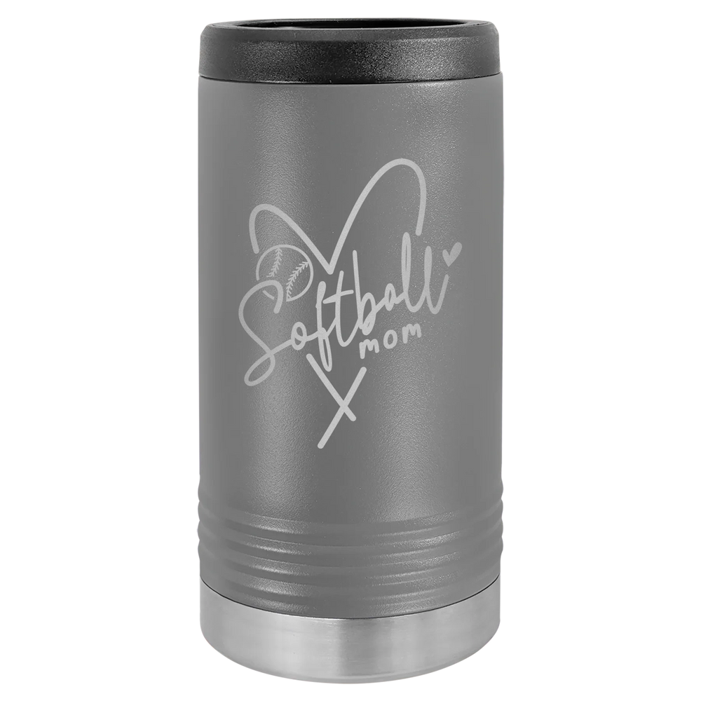 Softball Mom Heart - Polar Camel Beverage Holder - Dark Gray Slim