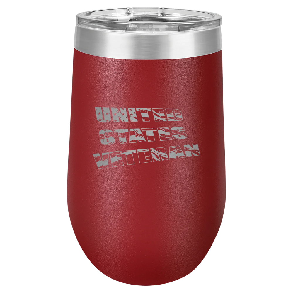 Flag Veteran - Polar Camel Stemless Tumbler with Lid - Maroon
