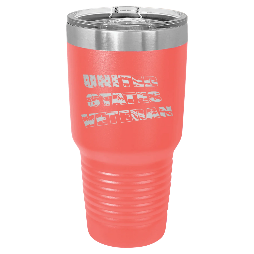 Flag Veteran - Polar Camel Ringneck Tumbler with Slider Lid - Coral