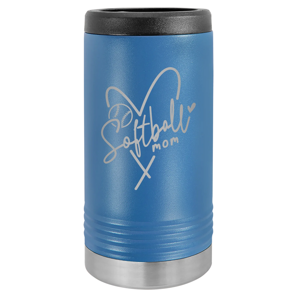 Softball Mom Heart - Polar Camel Beverage Holder - Royal Blue Slim