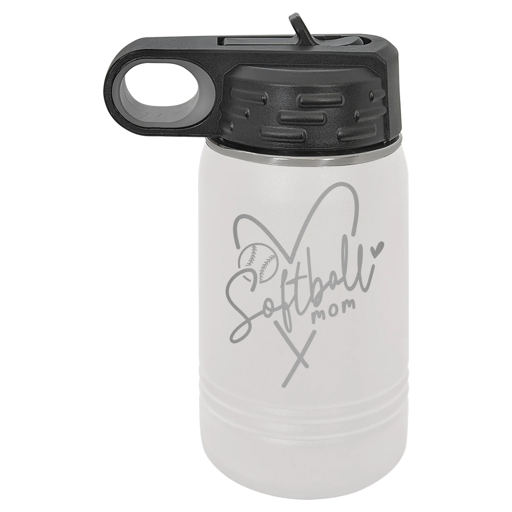 Softball Mom Heart - Polar Camel Water Bottle - White