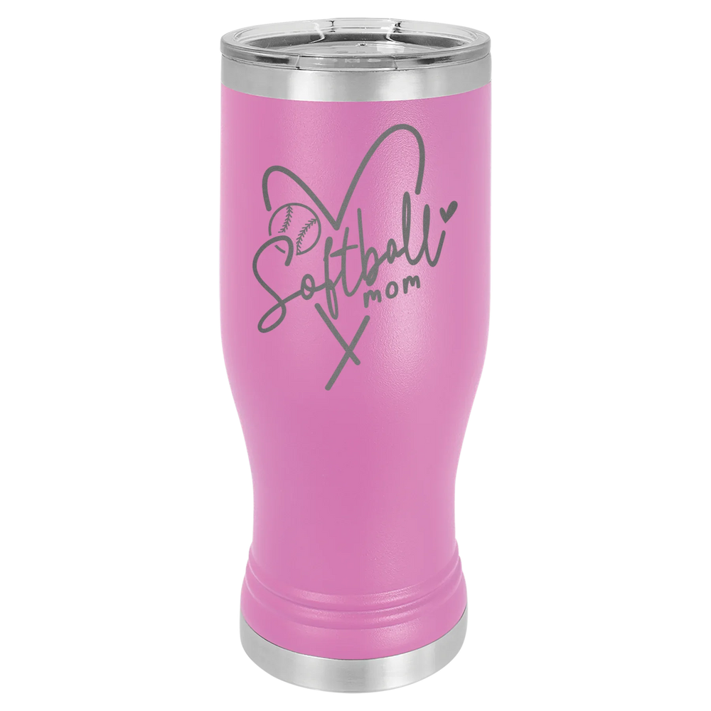 Softball Mom Heart - Polar Camel Pilsner Tumbler with Standard Lid - Light Purple