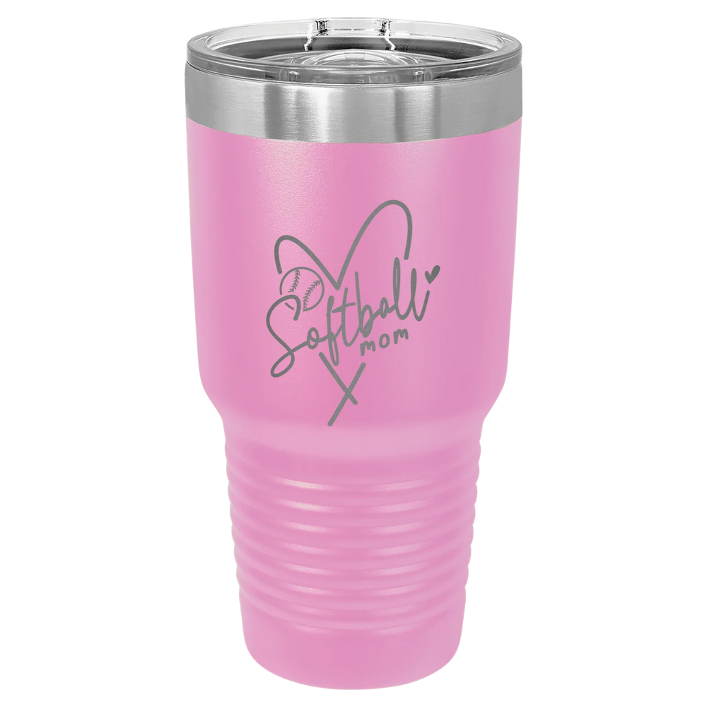Softball Mom Heart - Polar Camel Ringneck Tumbler with Slider Lid - Light Purple