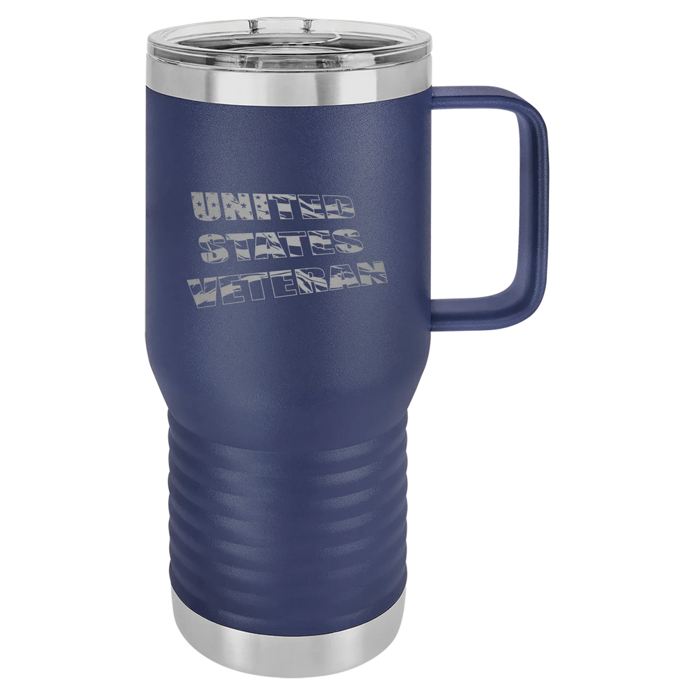 Flag Veteran - Polar Camel Vacuum Insulated Travel Mug with Slider Lid - Navy Blue