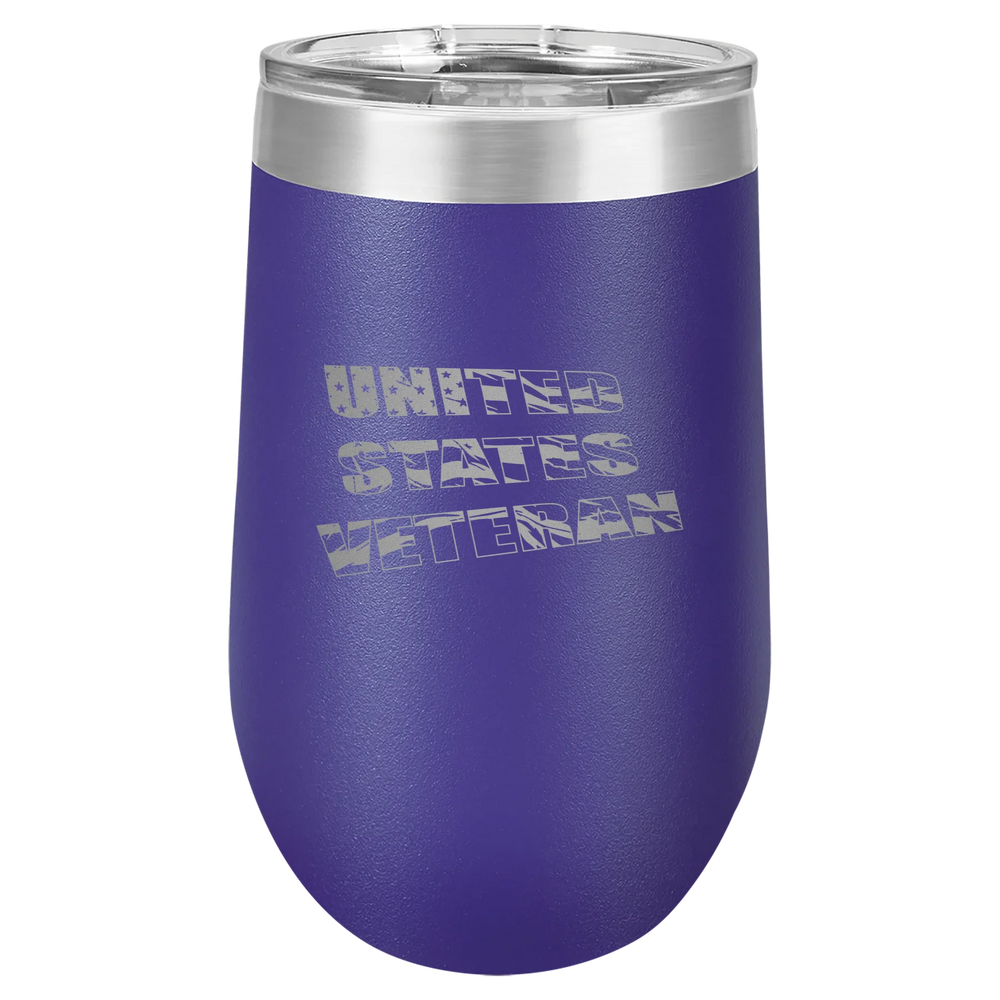 Flag Veteran - Polar Camel Stemless Tumbler with Lid - Purple
