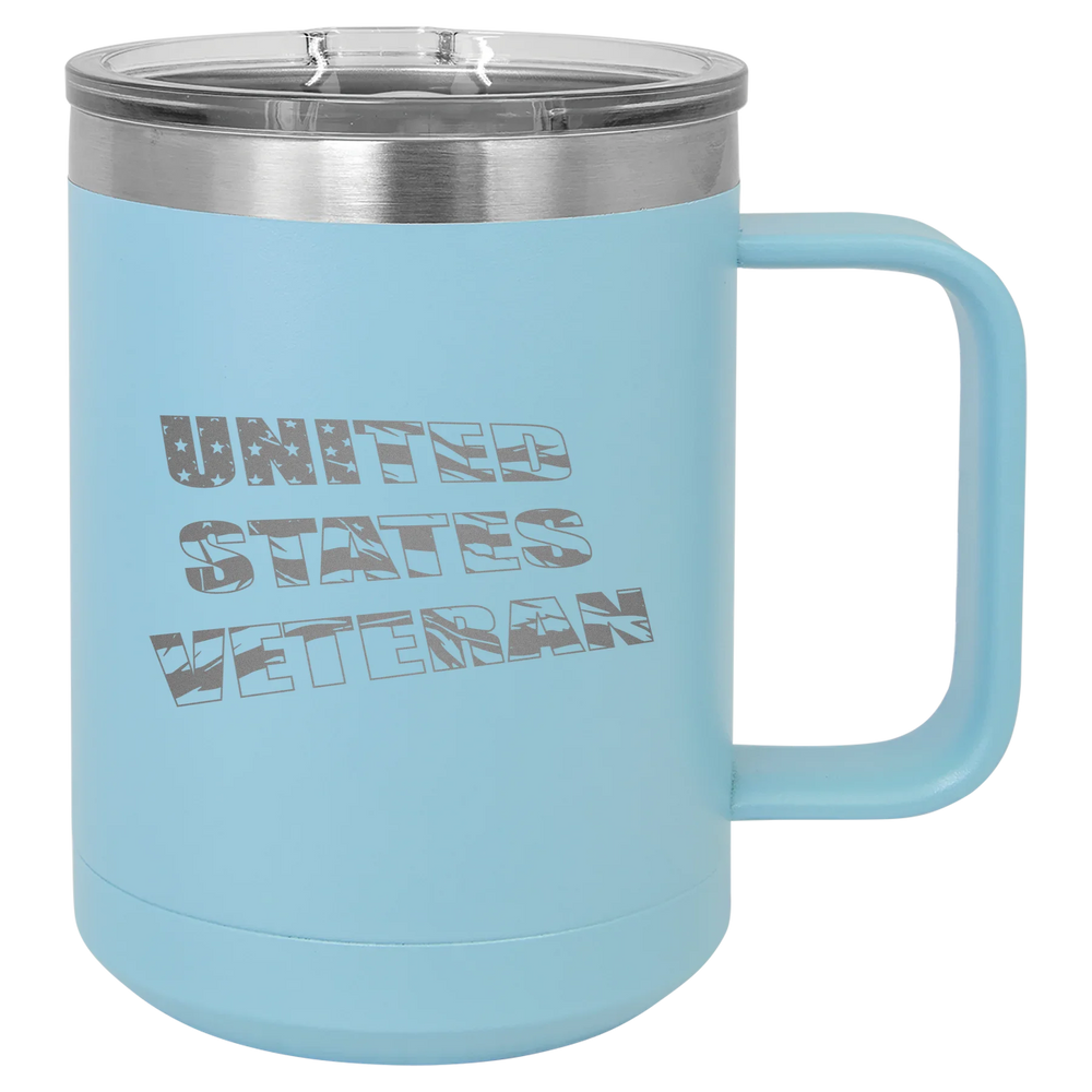 Flag Veteran - Polar Camel Vacuum Insulated Mug with Slider Lid - Light Blue