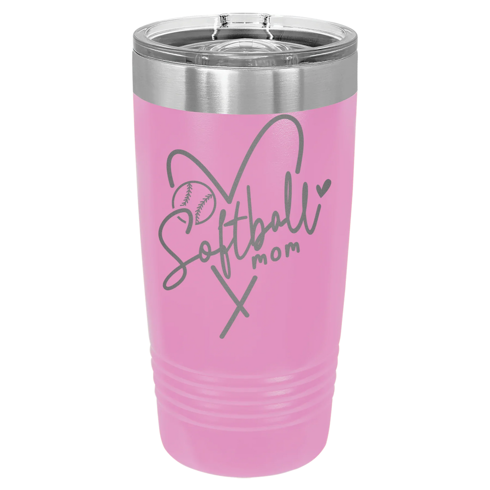 Softball Mom Heart - Polar Camel Ringneck Tumbler with Slider Lid - Light Purple