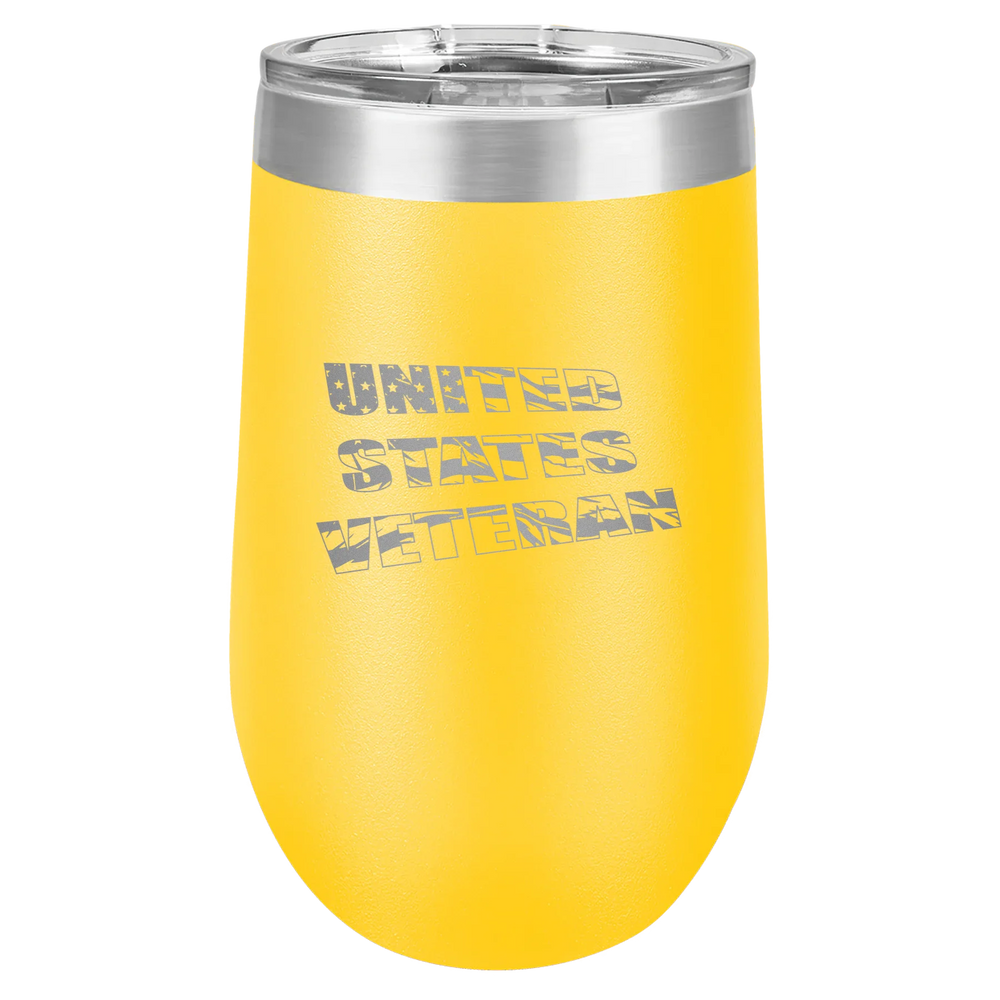 Flag Veteran - Polar Camel Stemless Tumbler with Lid - Yellow Vacuum Insulated