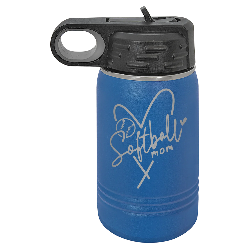 Softball Mom Heart - Polar Camel Water Bottle - Royal Blue