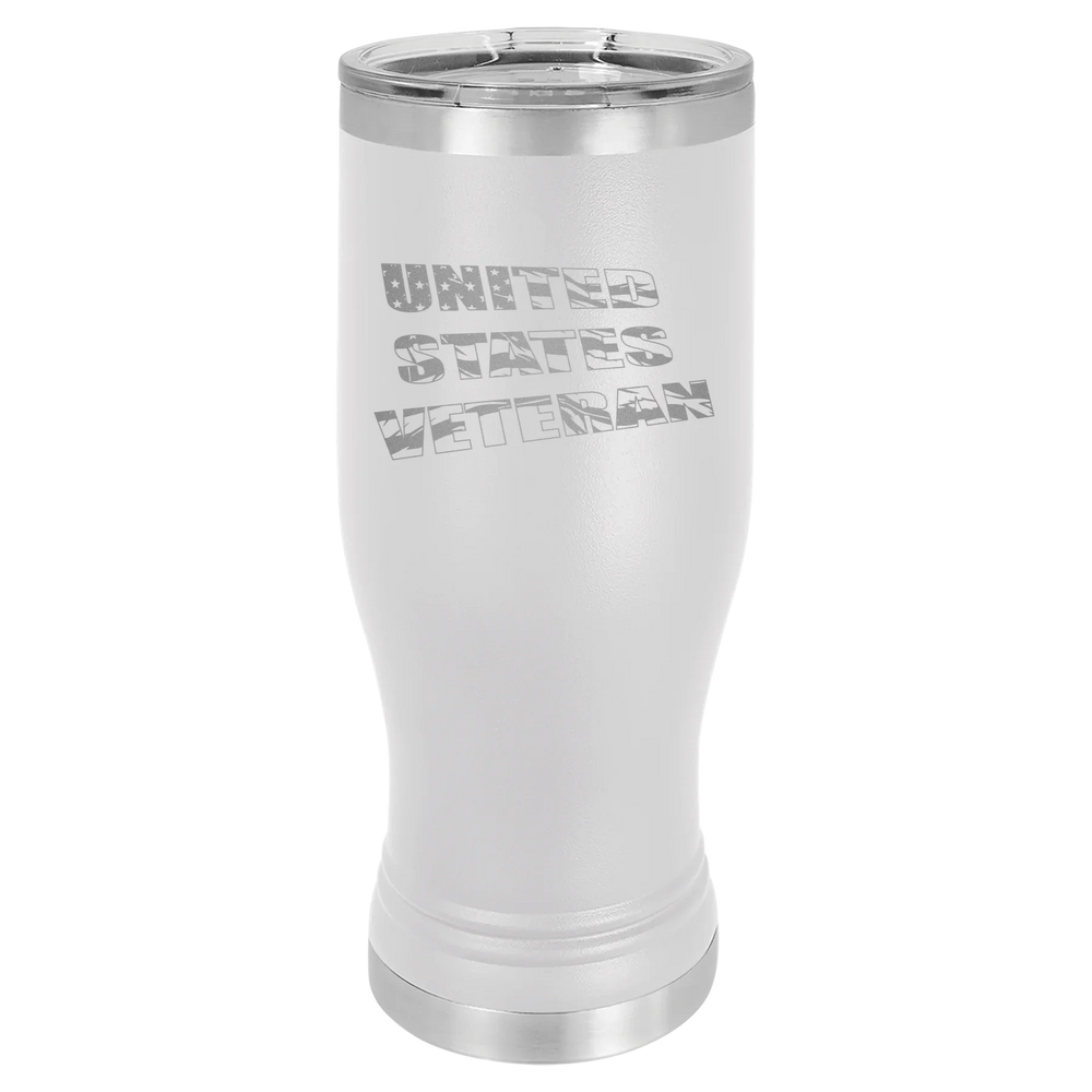 Flag Veteran - Polar Camel Pilsner Tumbler with Standard Lid - White