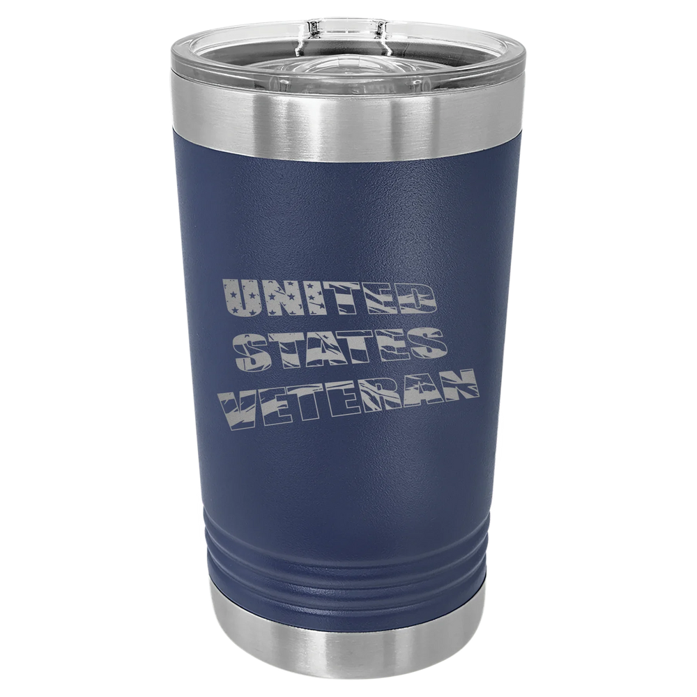 Flag Veteran - Polar Camel Pint with Slider Lid - Navy Blue