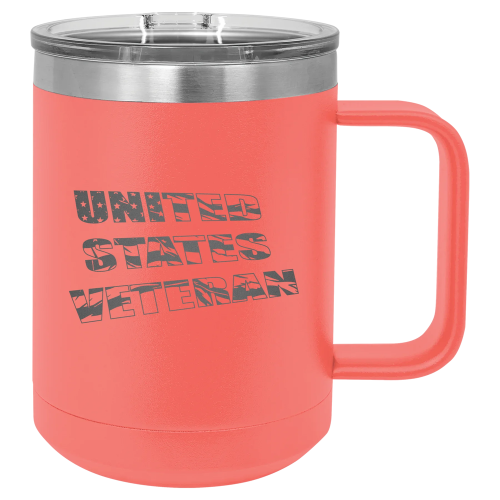 Flag Veteran - Polar Camel Vacuum Insulated Mug with Slider Lid - Coral