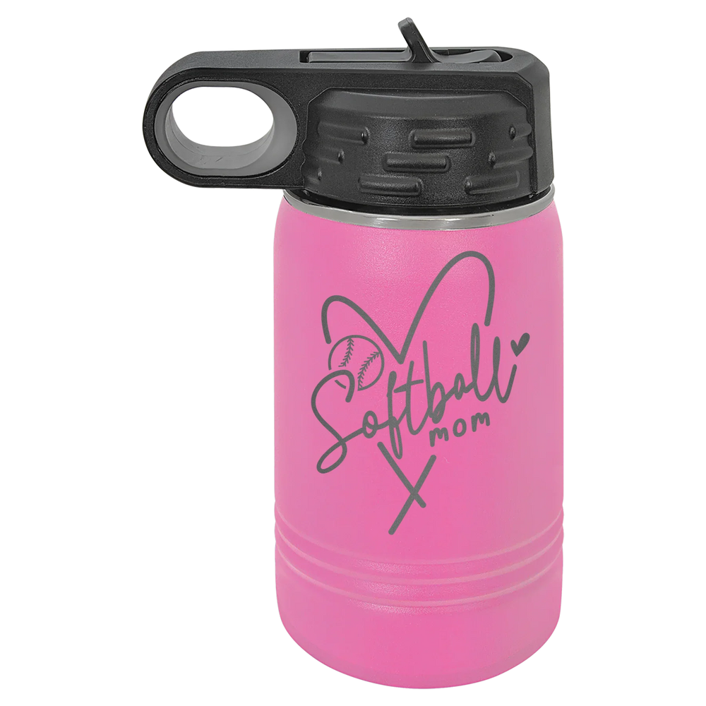 Softball Mom Heart - Polar Camel Water Bottle - Pink