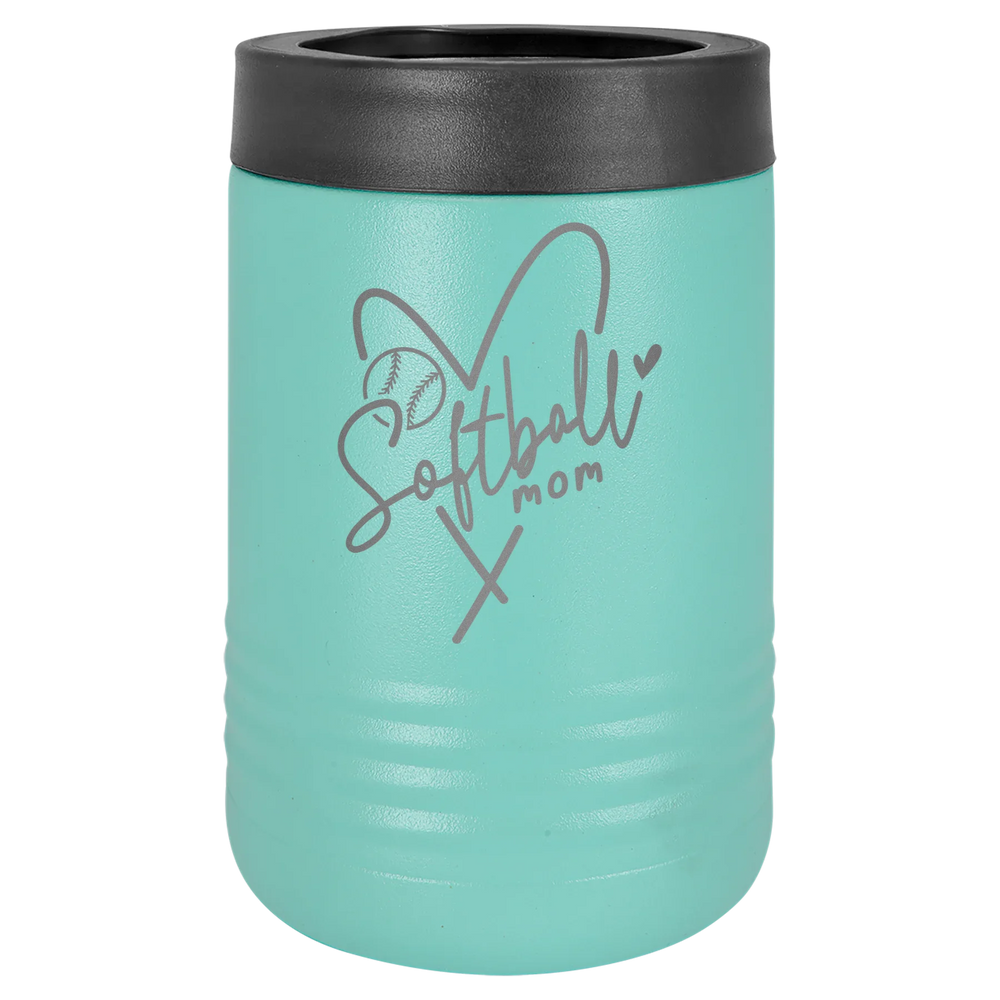 Softball Mom Heart - Polar Camel Beverage Holder - Teal Stainless Steel Vacuum Insulated