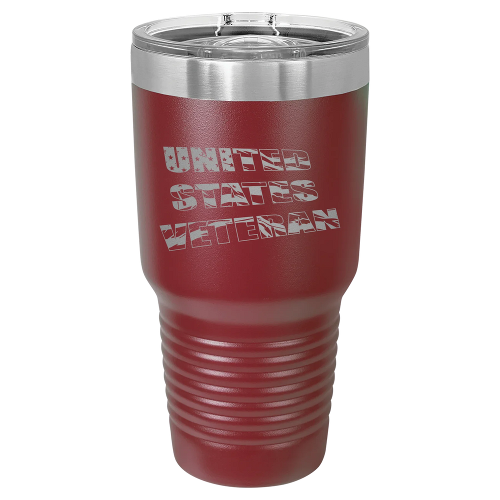 Flag Veteran - Polar Camel Ringneck Tumbler with Slider Lid - Maroon