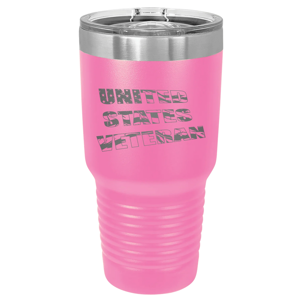 Flag Veteran - Polar Camel Ringneck Tumbler with Slider Lid - Pink