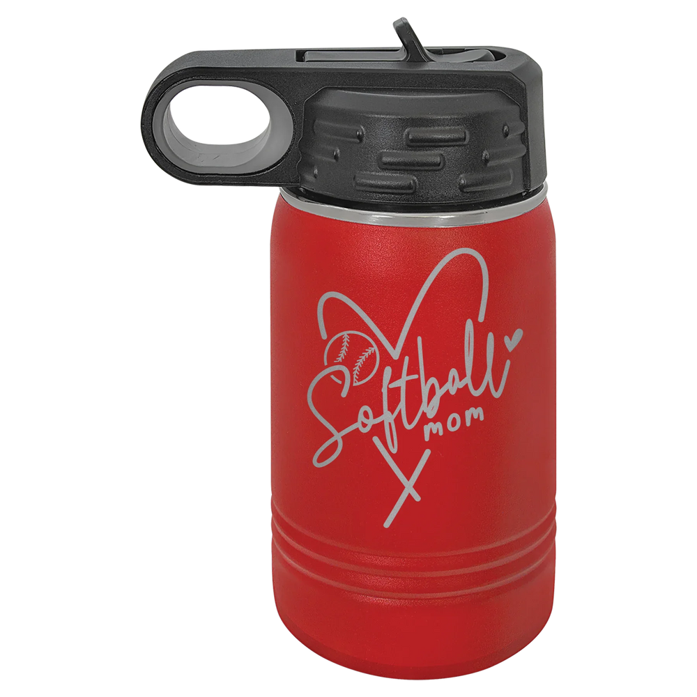 Softball Mom Heart - Polar Camel Water Bottle - Red
