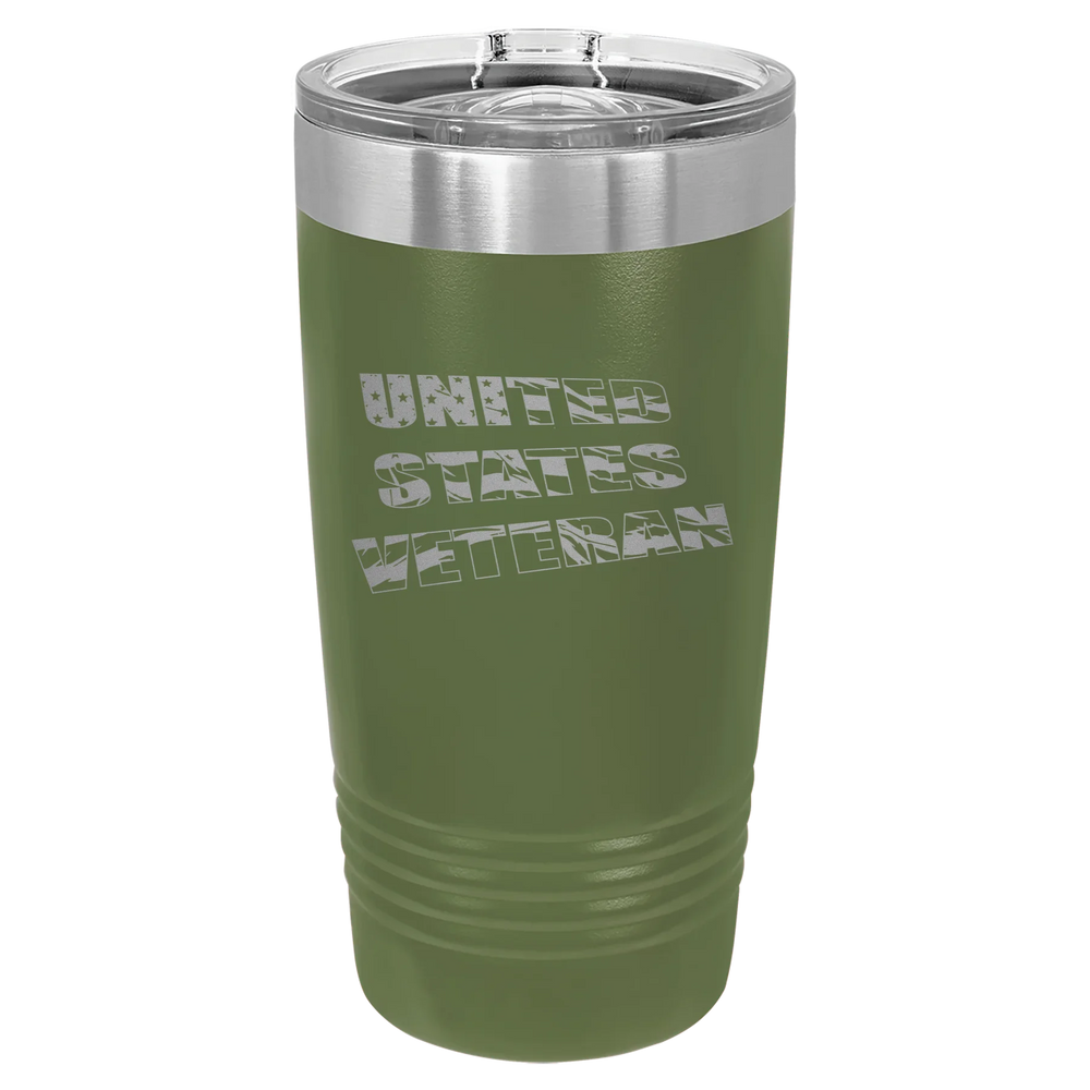 Flag Veteran - Polar Camel Ringneck Tumbler with Slider Lid - Olive Green