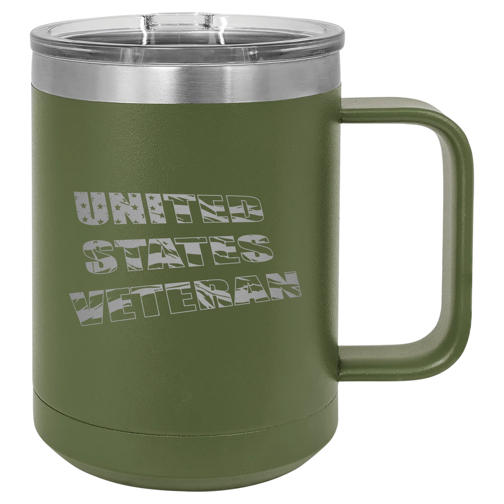 Flag Veteran - Polar Camel Vacuum Insulated Mug with Slider Lid - Olive Green
