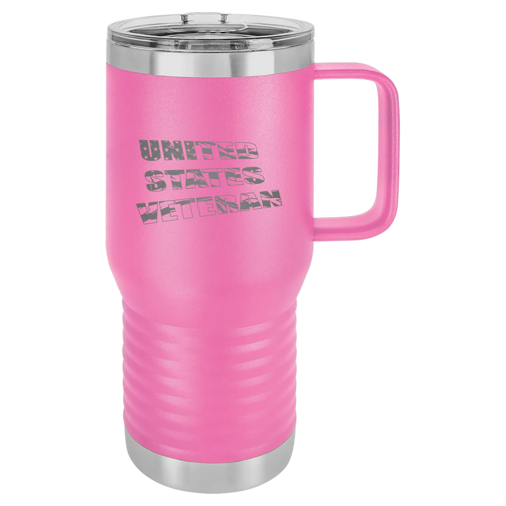 Flag Veteran - Polar Camel Vacuum Insulated Travel Mug with Slider Lid - Pink