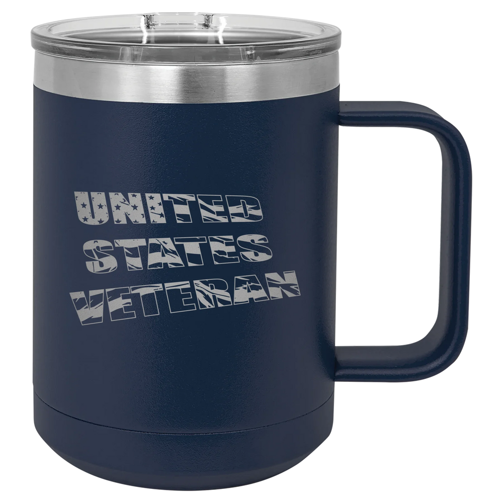 Flag Veteran - Polar Camel Vacuum Insulated Mug with Slider Lid - Navy Blue