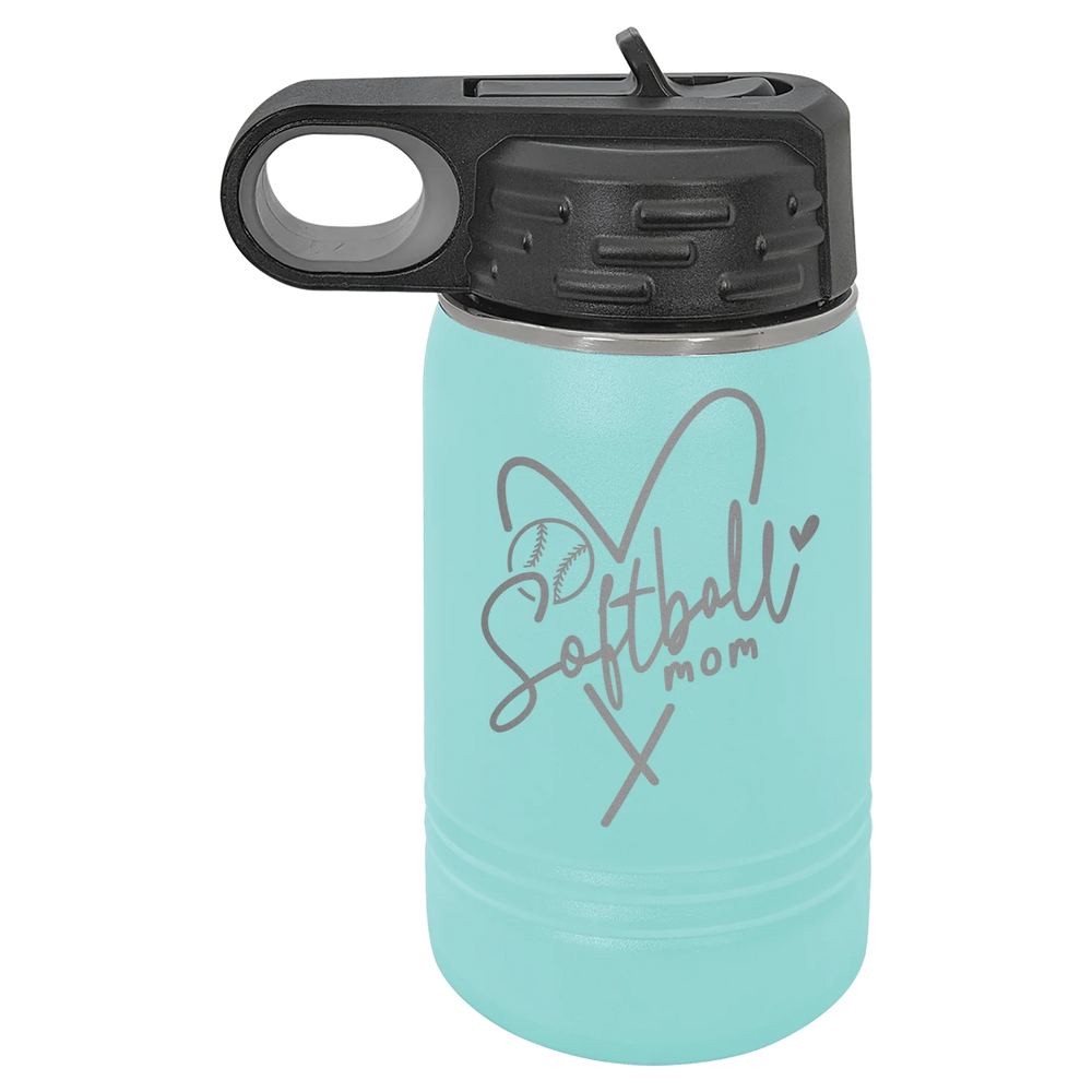 Softball Mom Heart - Polar Camel Water Bottle - Teal