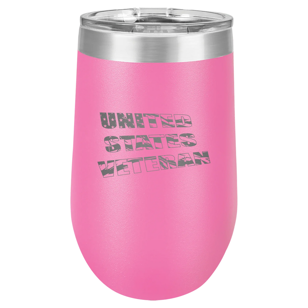 Flag Veteran - Polar Camel Stemless Tumbler with Lid - Pink
